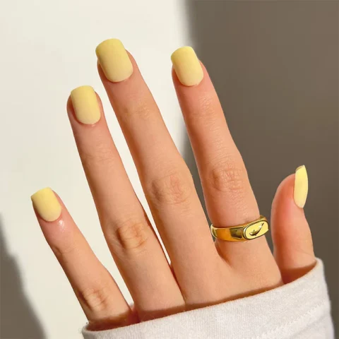 Nail art, wear nail macaron yellow removable nail art fake nail patch wholesale press on nails
