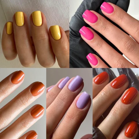 Classic solid color red short square manicure wholesale