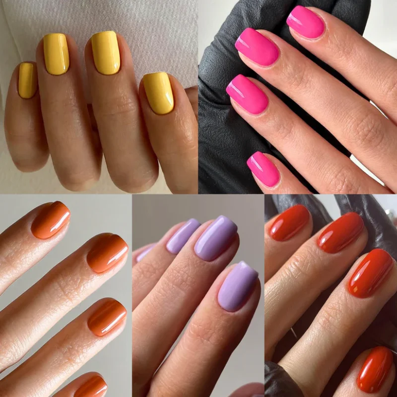 Classic solid color red short square manicure wholesale