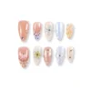 365nails milky apricot jelly with shell carving and mini rhinestones press-ons