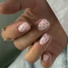Simple black dot short square press-on nails